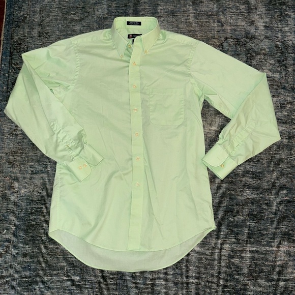 Chaps Regular Fit Twill Button Down Key Lime Mint Green - Picture 1 of 5